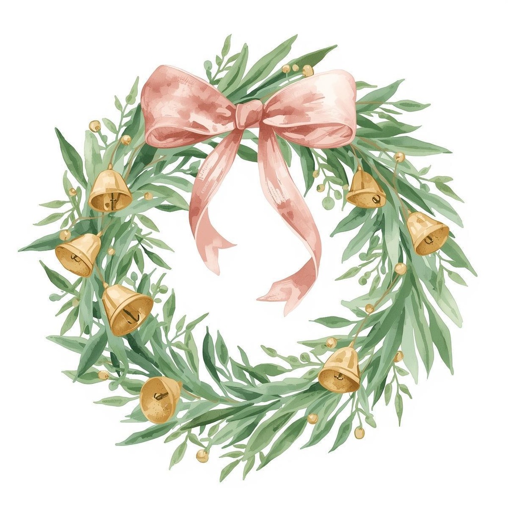 パステルクリスマス クリップアートセット – 水彩風イラスト15点