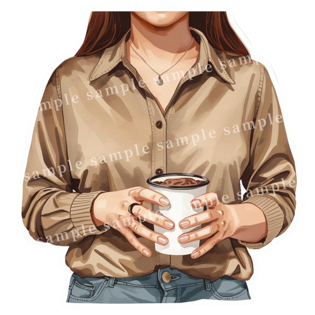 【海外風カフェ】水彩ステッカー&クリップアート10点セット|PNG・背景透過