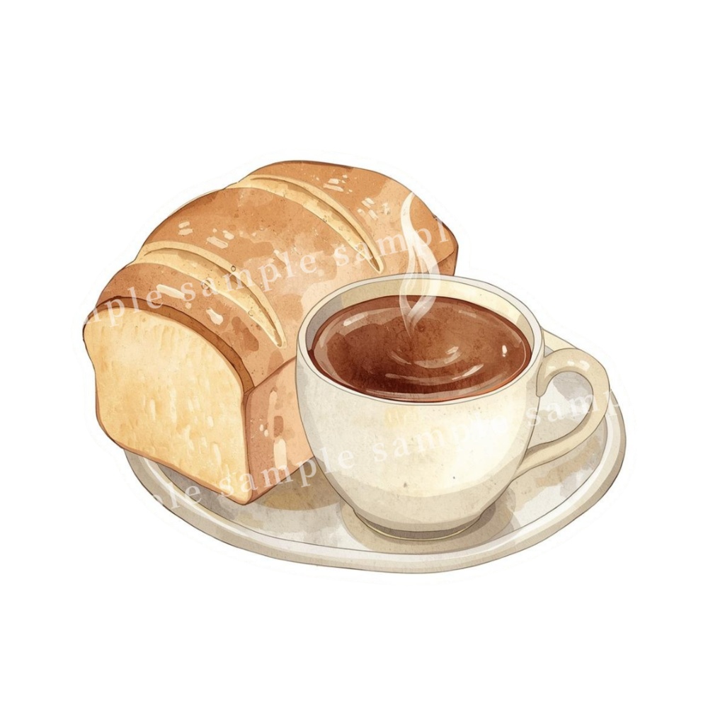 【海外風カフェ】水彩ステッカー&クリップアート10点セット|PNG・背景透過