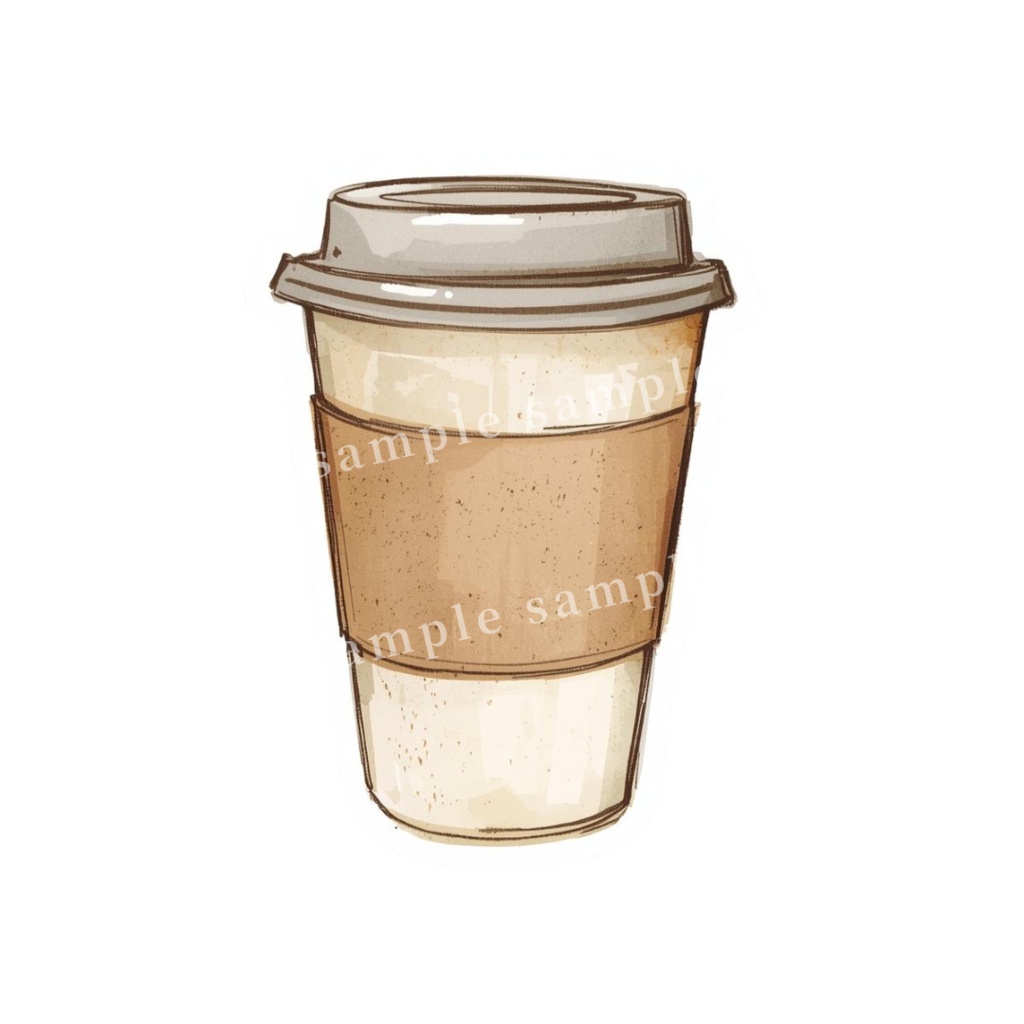 【海外風カフェ】水彩ステッカー&クリップアート10点セット|PNG・背景透過