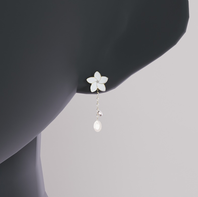 【3D】お花のピアスとネックレス【ダイナミックボーン設定済】