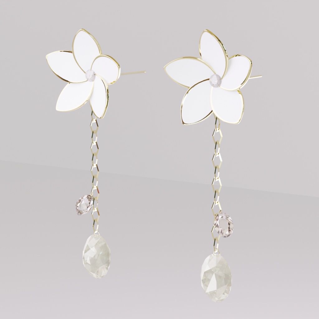 【3D】お花のピアスとネックレス【ダイナミックボーン設定済】