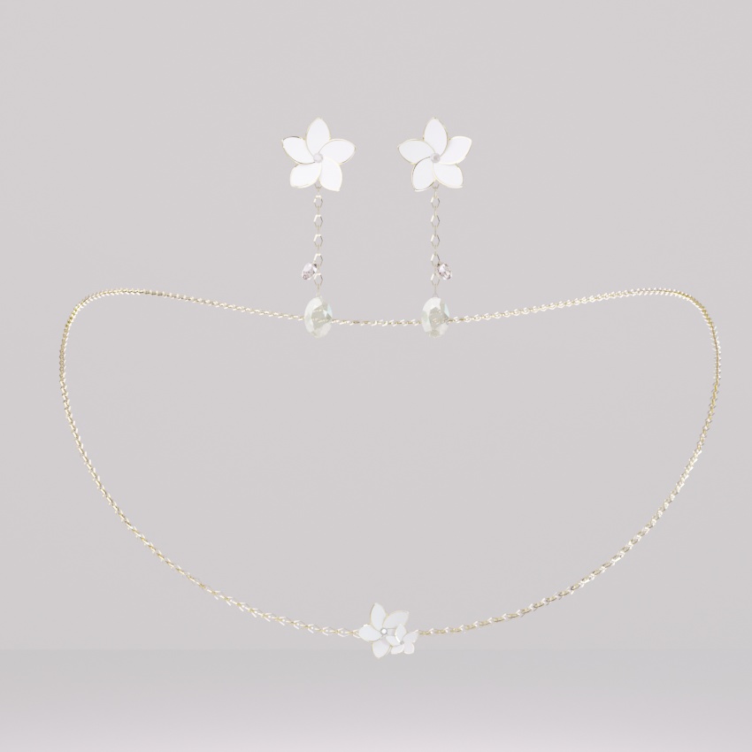 【3D】お花のピアスとネックレス【ダイナミックボーン設定済】