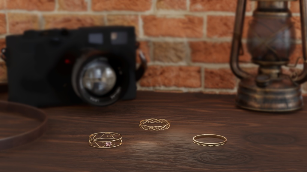 【3D】ハートの指輪とシンプルな指輪の三点セット