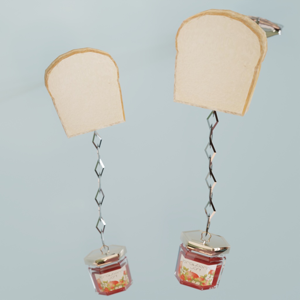 【3D】食パンとジャムのピアス【ダイナミックボーン設定済】