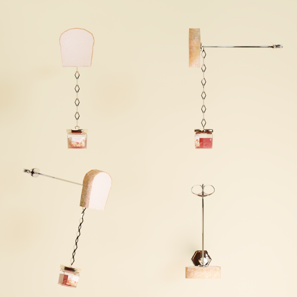 【3D】食パンとジャムのピアス【ダイナミックボーン設定済】