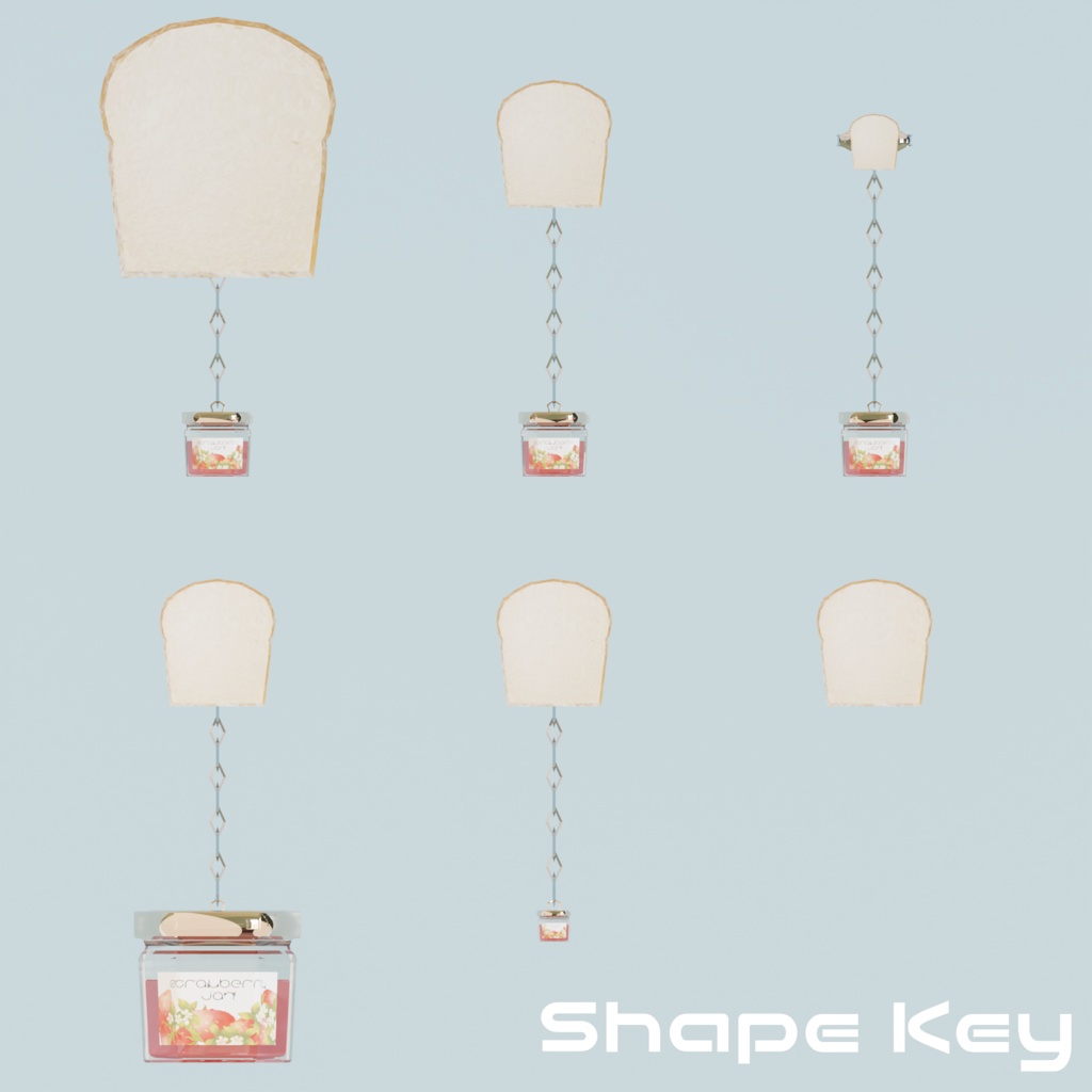 【3D】食パンとジャムのピアス【ダイナミックボーン設定済】