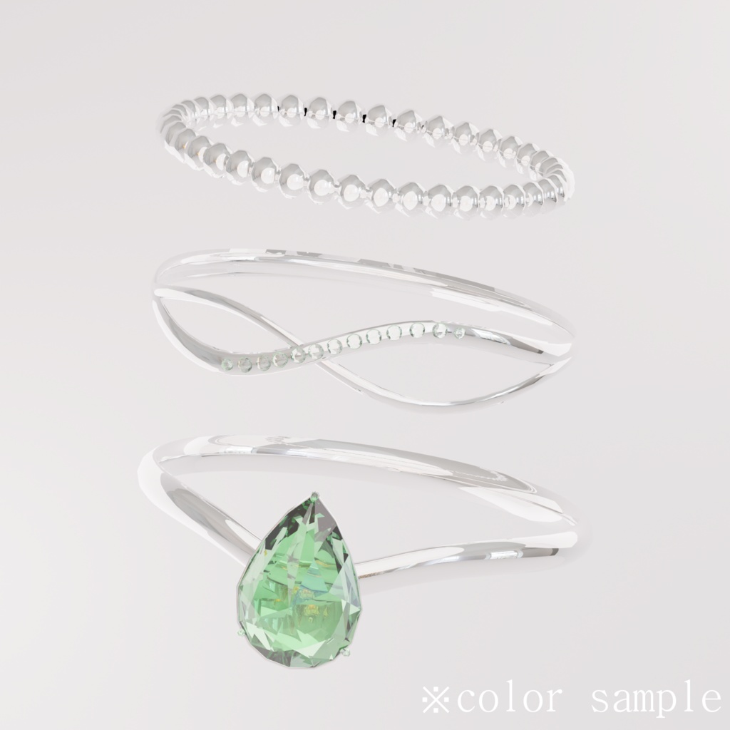 【3D】ティアドロップの指輪セット【VRC】