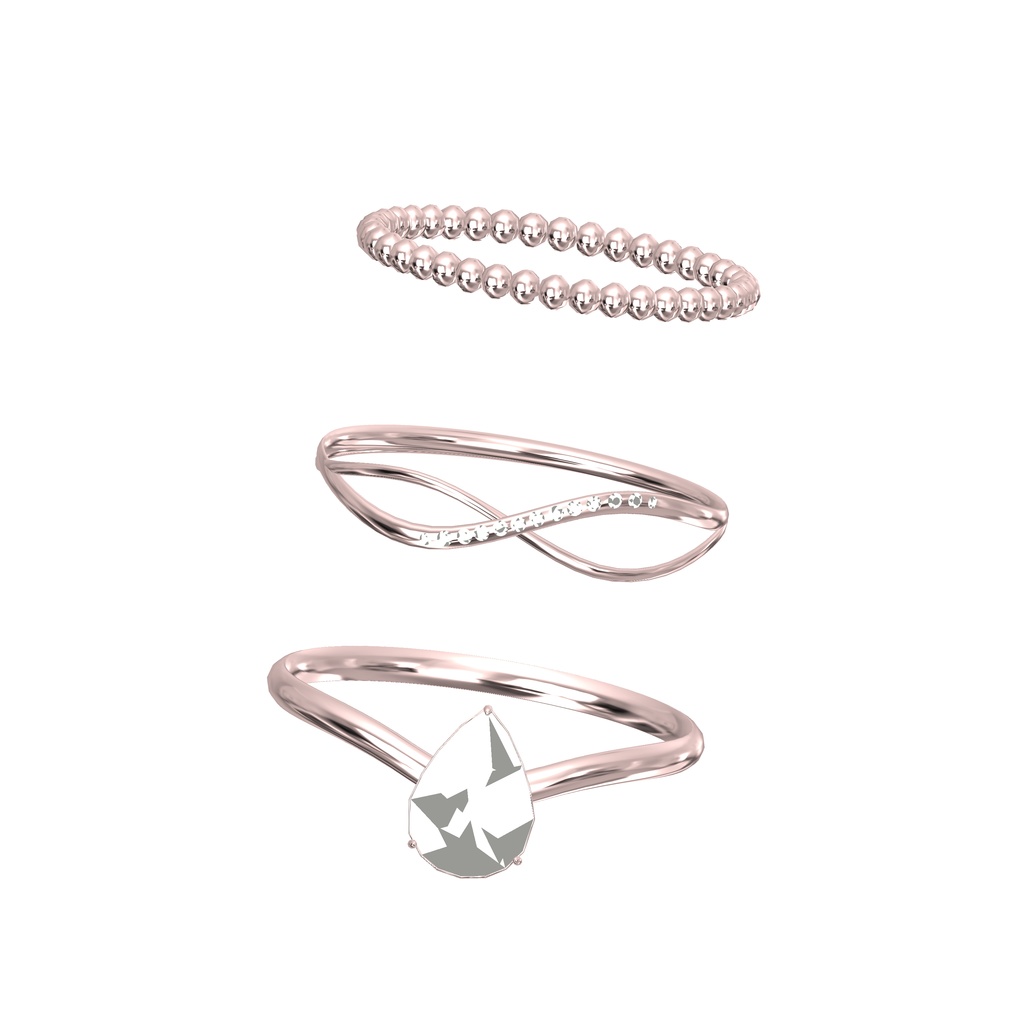 【3D】ティアドロップの指輪セット【VRC】