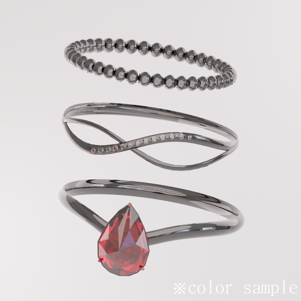 【3D】ティアドロップの指輪セット【VRC】