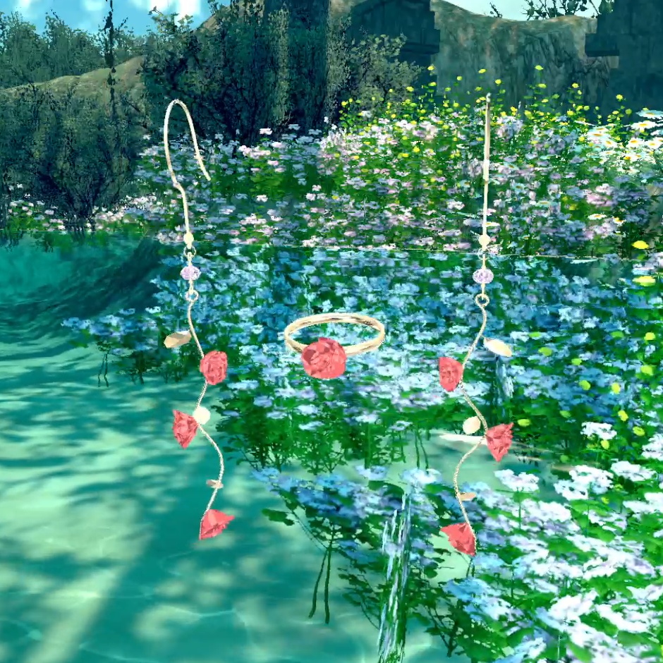 【3D】薔薇の指輪とピアス【DB・PB対応】