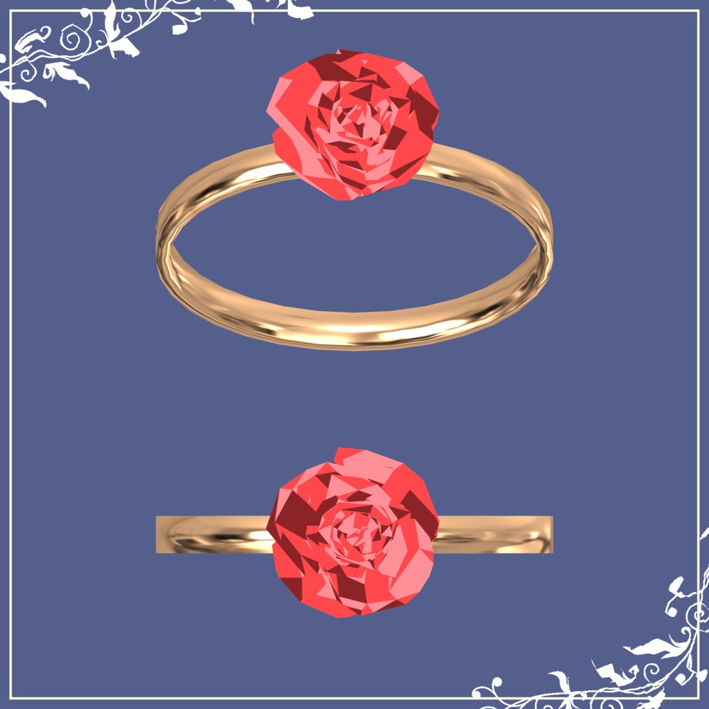 【3D】薔薇の指輪とピアス【DB・PB対応】