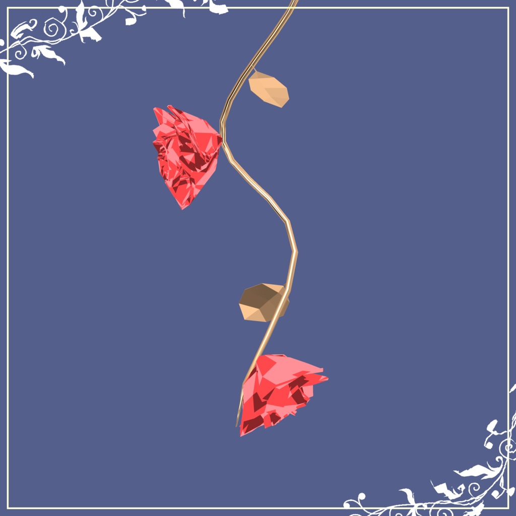 【3D】薔薇の指輪とピアス【DB・PB対応】