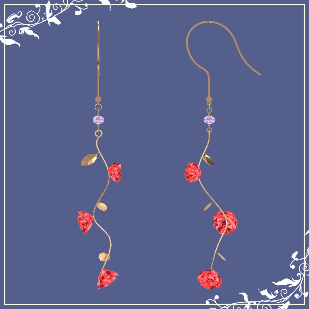 【3D】薔薇の指輪とピアス【DB・PB対応】