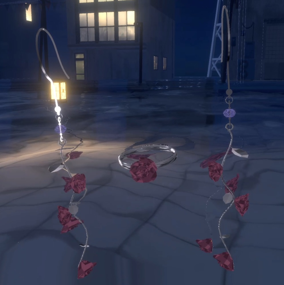 【3D】薔薇の指輪とピアス【DB・PB対応】