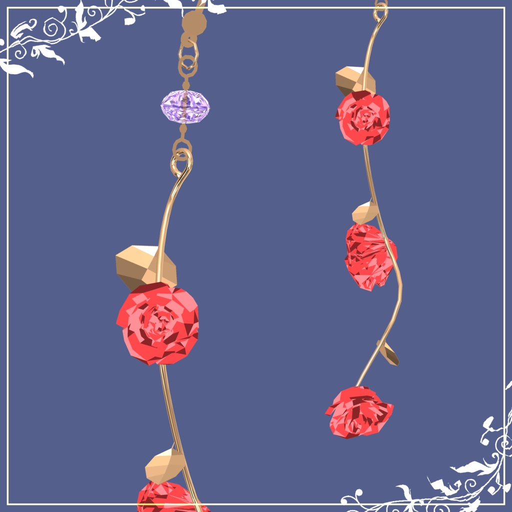 【3D】薔薇の指輪とピアス【DB・PB対応】