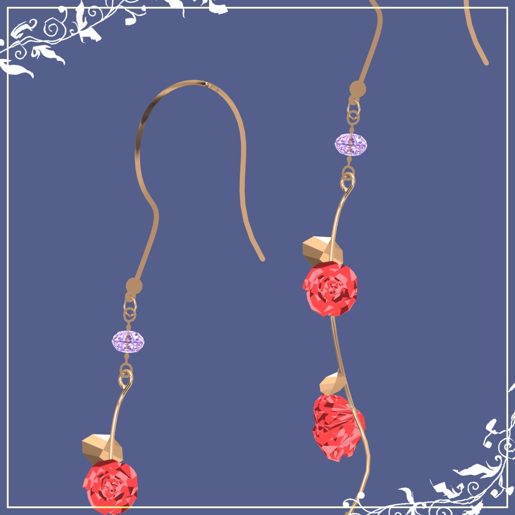 【3D】薔薇の指輪とピアス【DB・PB対応】