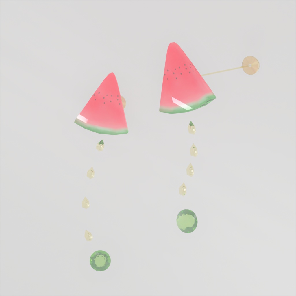 【3D】スイカのピアスと指輪【DB・PB設定済】