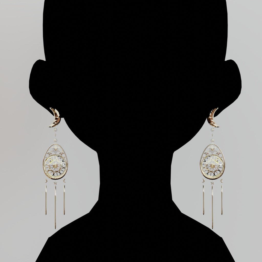 【3D】月と星のピアス【DB・PB対応】