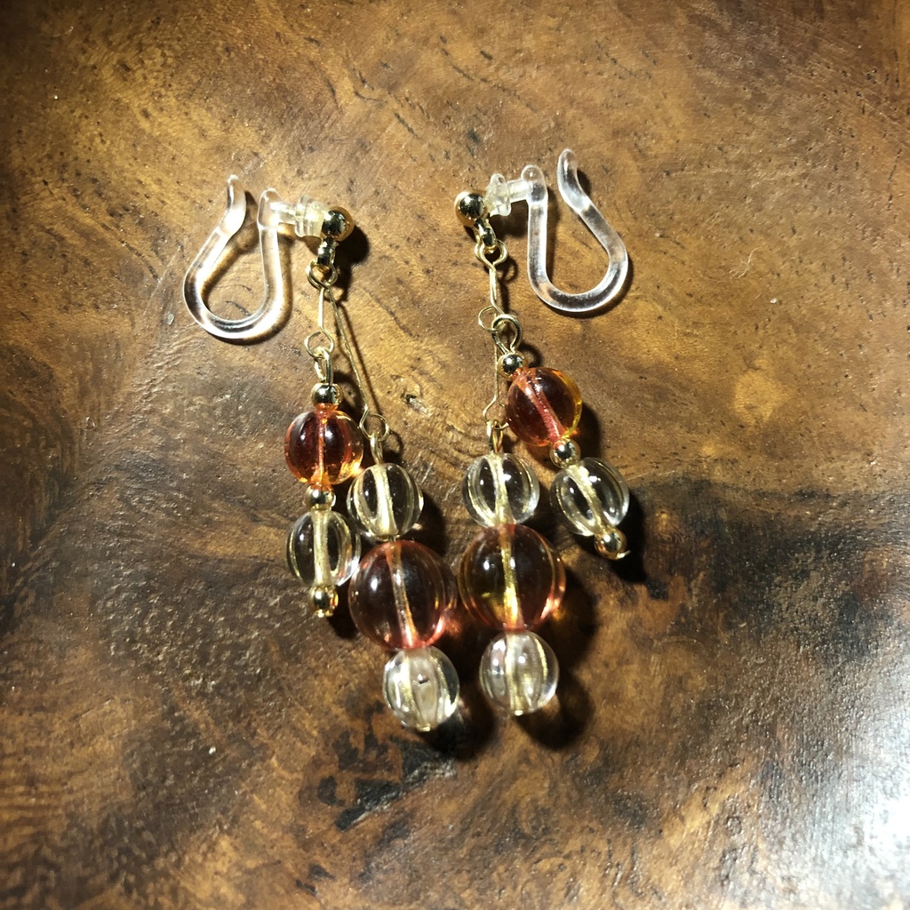 チェコビーズ ノンホールピアス メロン