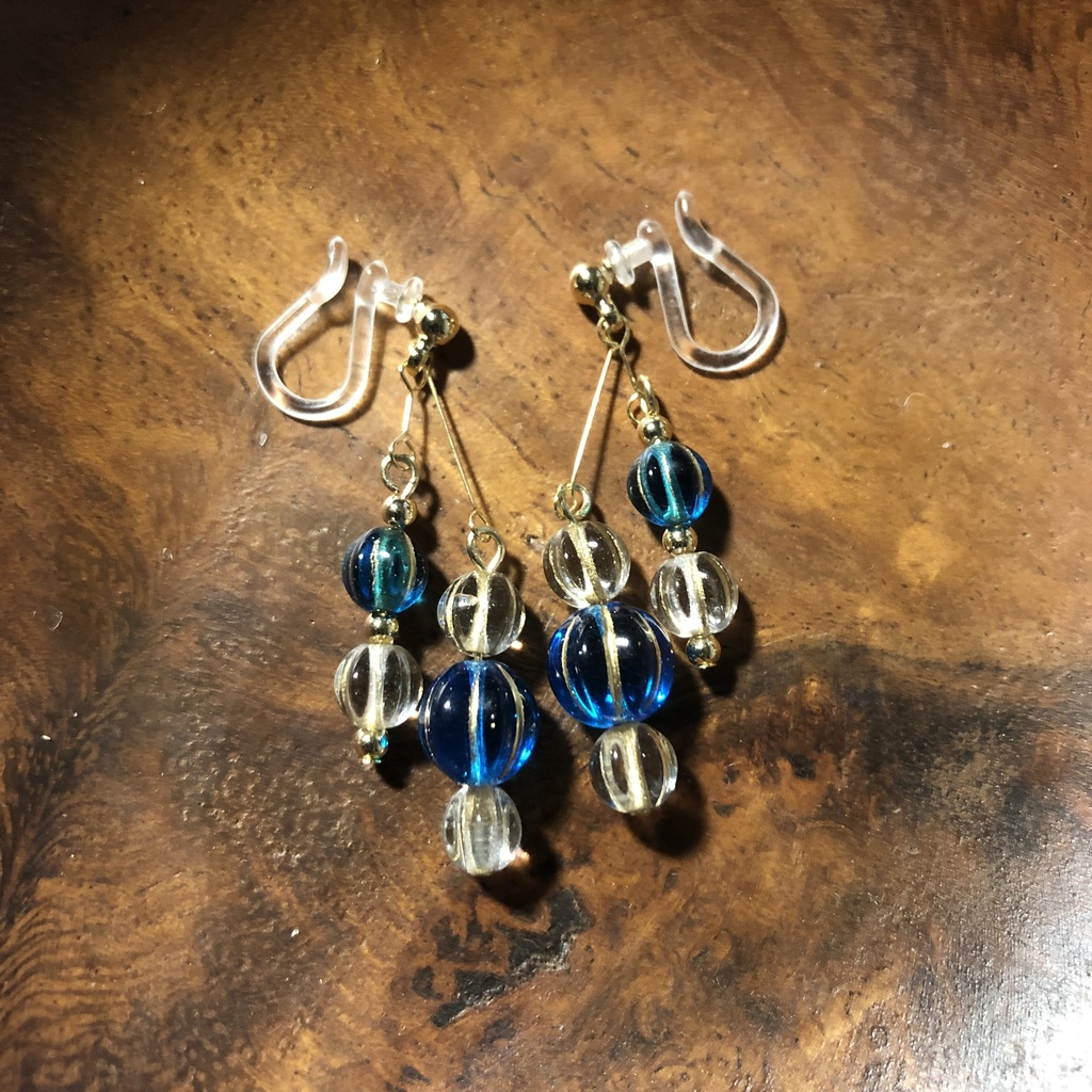 チェコビーズ ノンホールピアス メロン