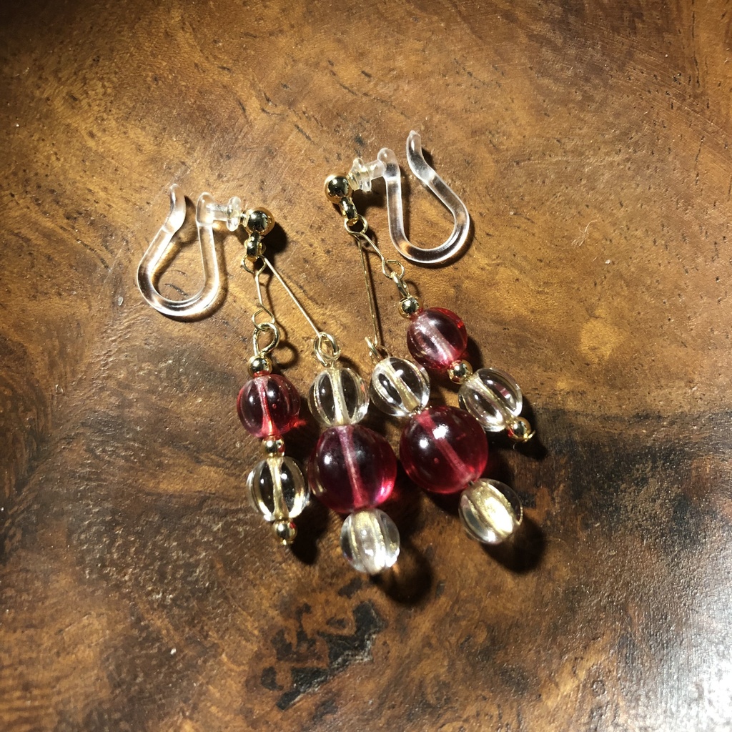 チェコビーズ ノンホールピアス メロン