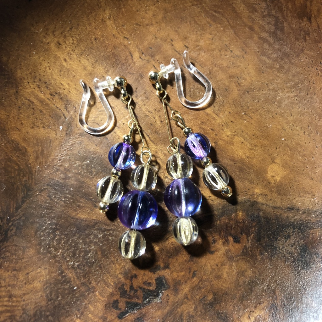 チェコビーズ ノンホールピアス メロン