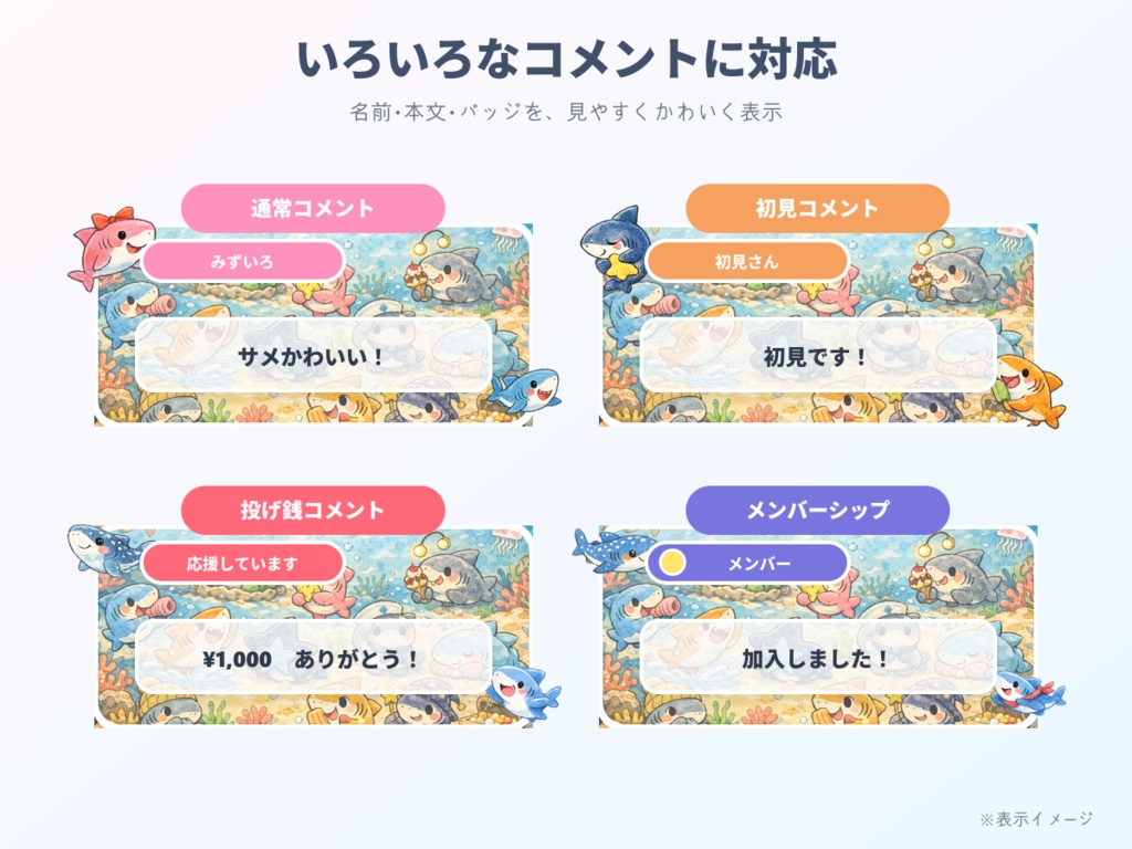【わんコメ用】サメが跳ねるコメント装飾テンプレート|ポップジャンプ