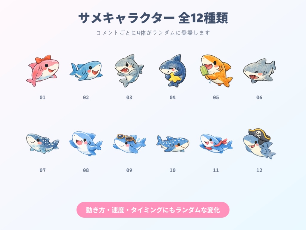 【わんコメ用】サメが跳ねるコメント装飾テンプレート|ポップジャンプ