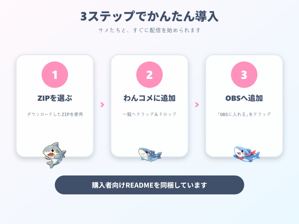 【わんコメ用】サメが跳ねるコメント装飾テンプレート|ポップジャンプ