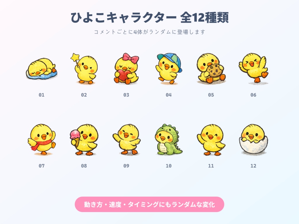【わんコメ用】ひよこが跳ねるコメント装飾テンプレート|ポップジャンプ