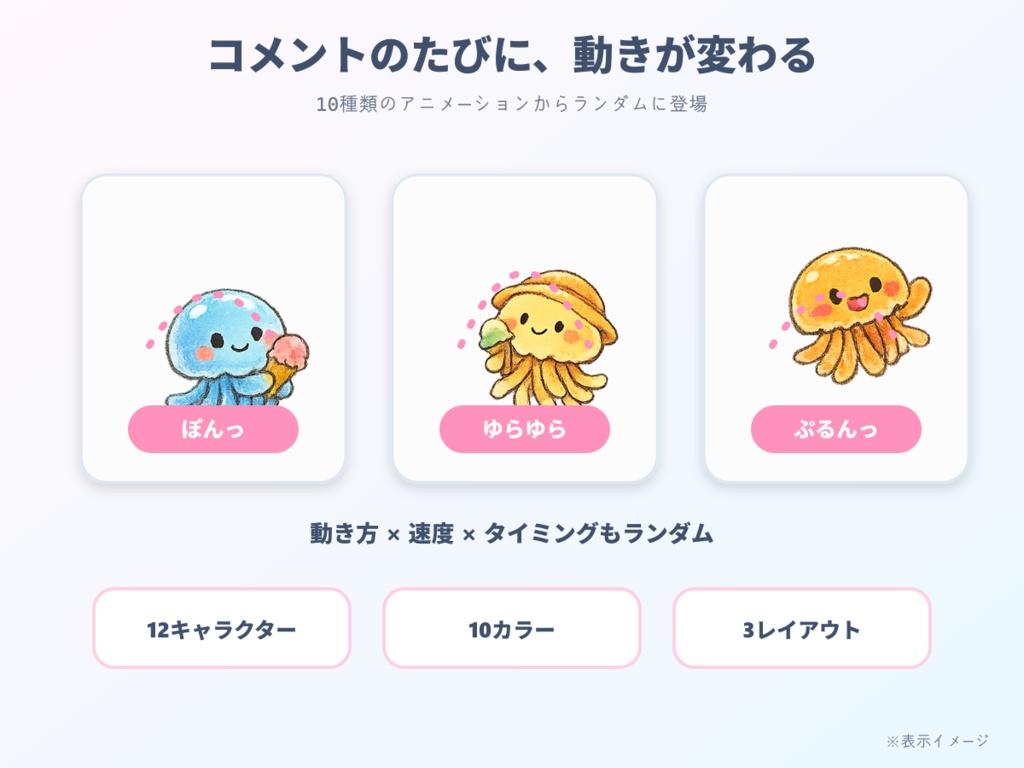 【わんコメ用】クラゲが舞うコメント装飾テンプレート|ポップジャンプ
