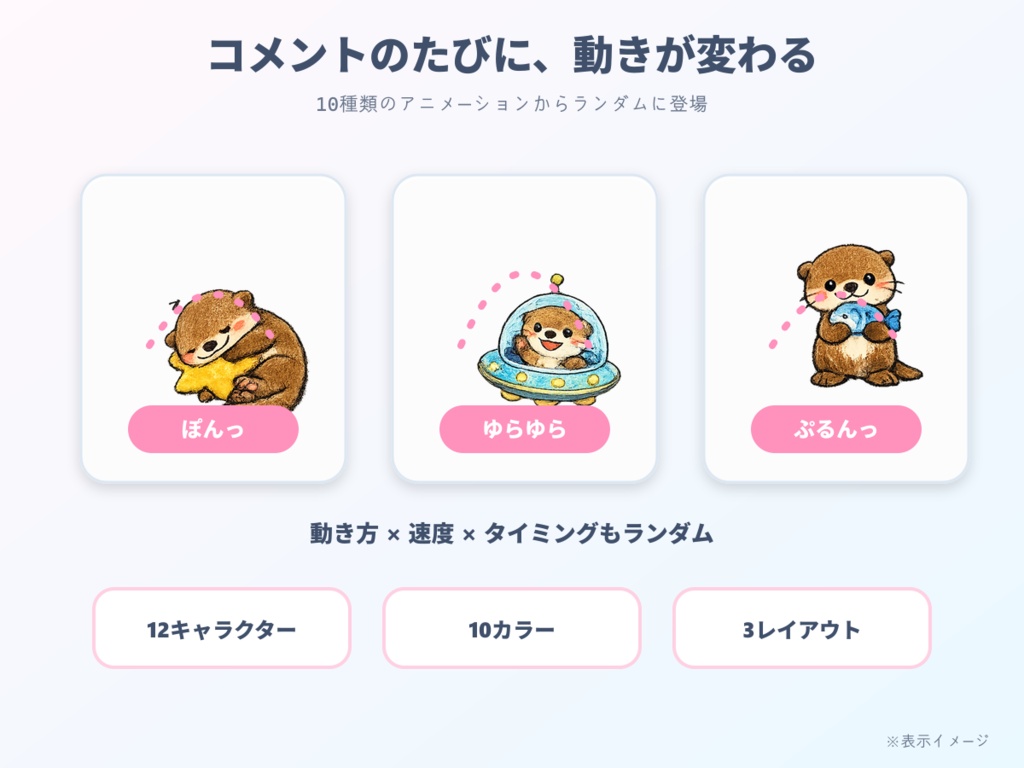【わんコメ用】カワウソが跳ねるコメント装飾テンプレート|ポップジャンプ
