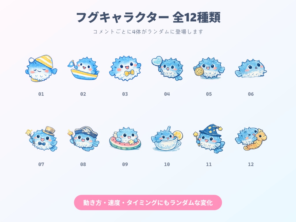 【わんコメ用】フグが跳ねるコメント装飾テンプレート|ポップジャンプ