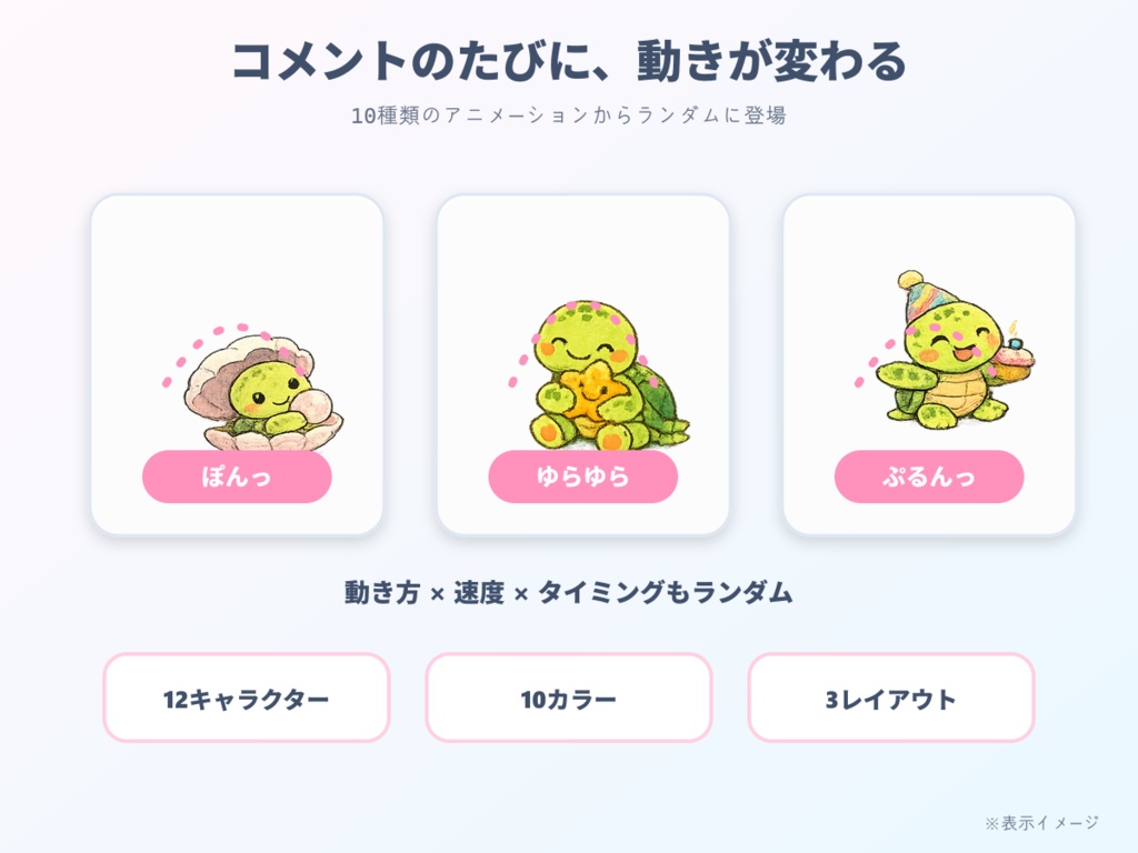 【わんコメ用】カメが跳ねるコメント装飾テンプレート|ポップジャンプ