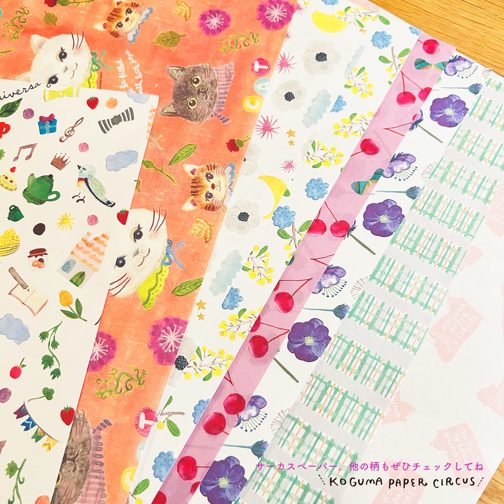 【包装紙:5枚set】猫のおしゃべり会議(Salmon Pink)