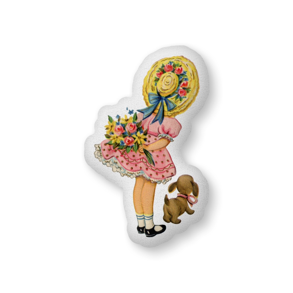 後ろ向き女の子のふかふかクッション