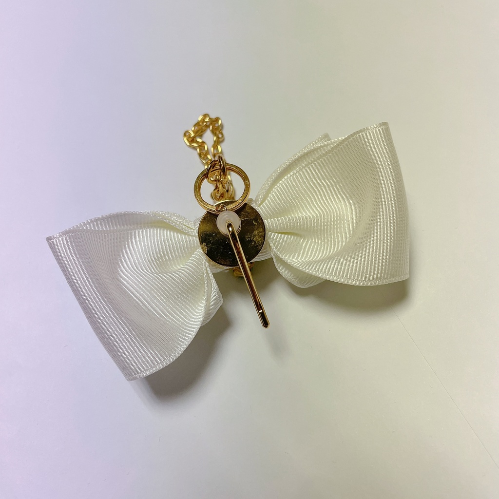 【DC/コナン】ビジュー付リボンヘアアクセ ホワイト(バッグチャーム)