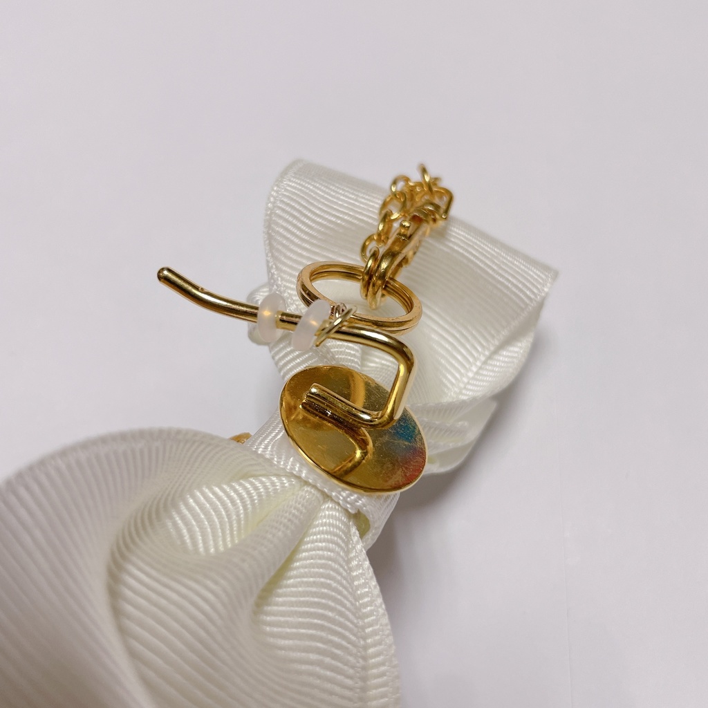 【DC/コナン】ビジュー付リボンヘアアクセ ホワイト(バッグチャーム)