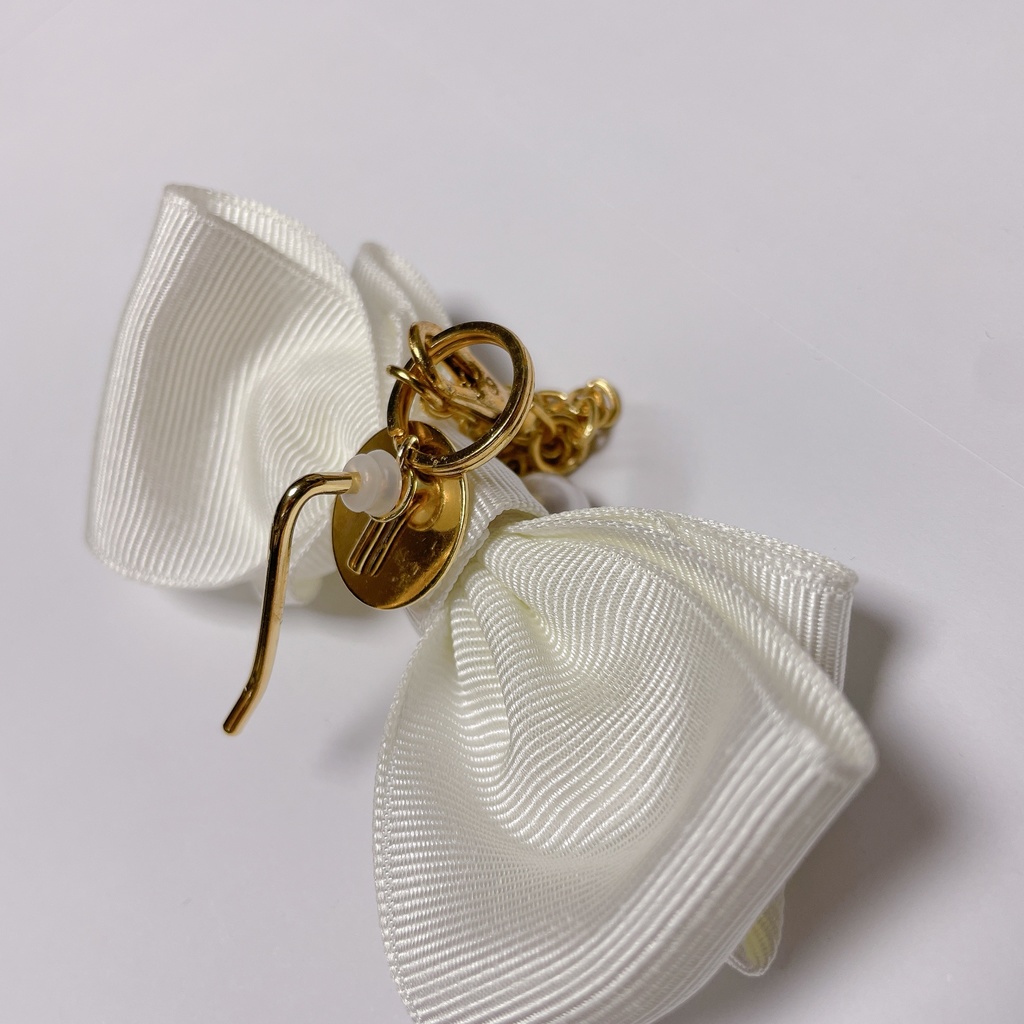 【DC/コナン】ビジュー付リボンヘアアクセ ホワイト(バッグチャーム)