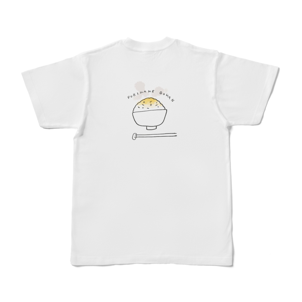 すあまめひよこTシャツ-ふりかけパラパラおこめWHITE