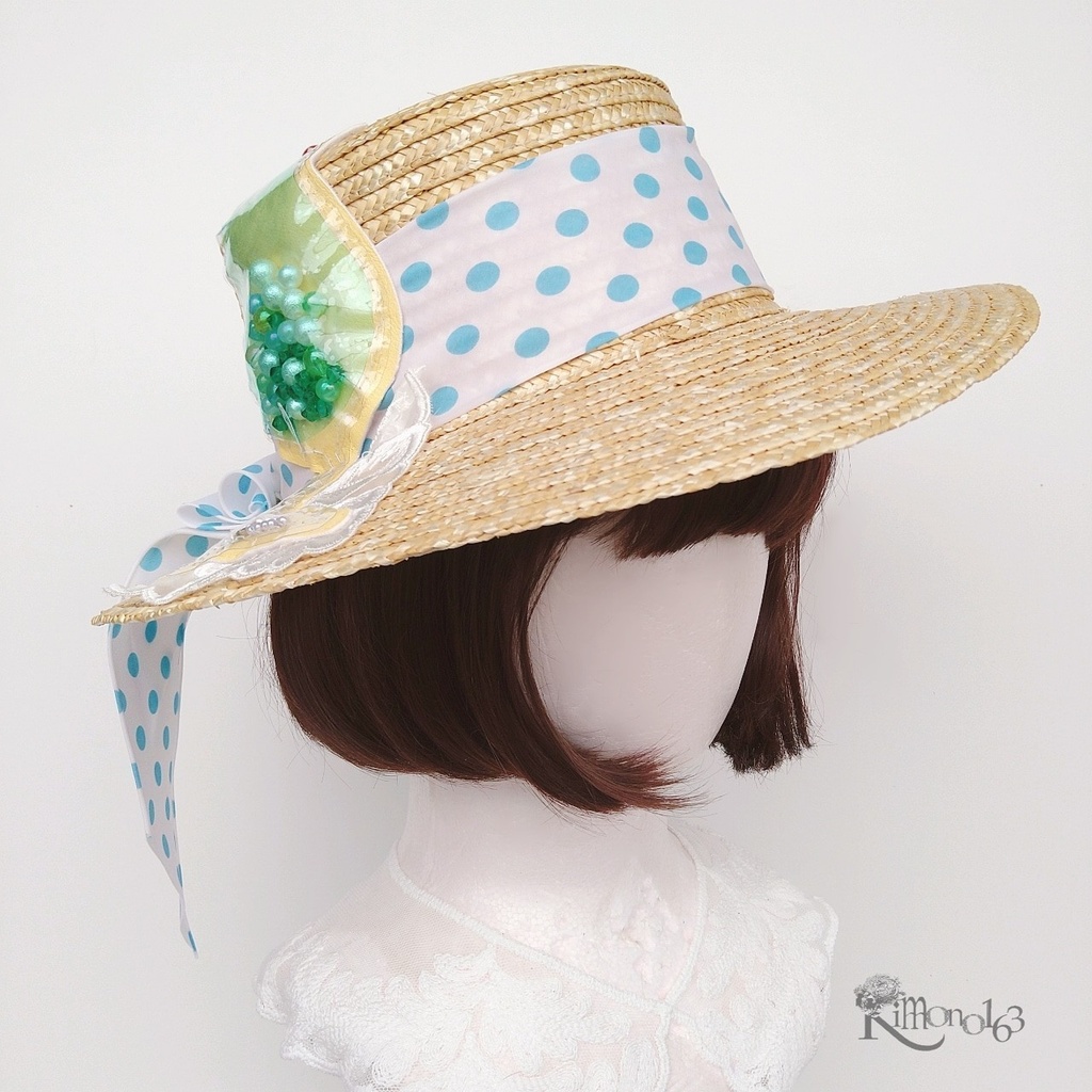 【sold out】コラージュカンカン帽「レトロクリームソーダ」