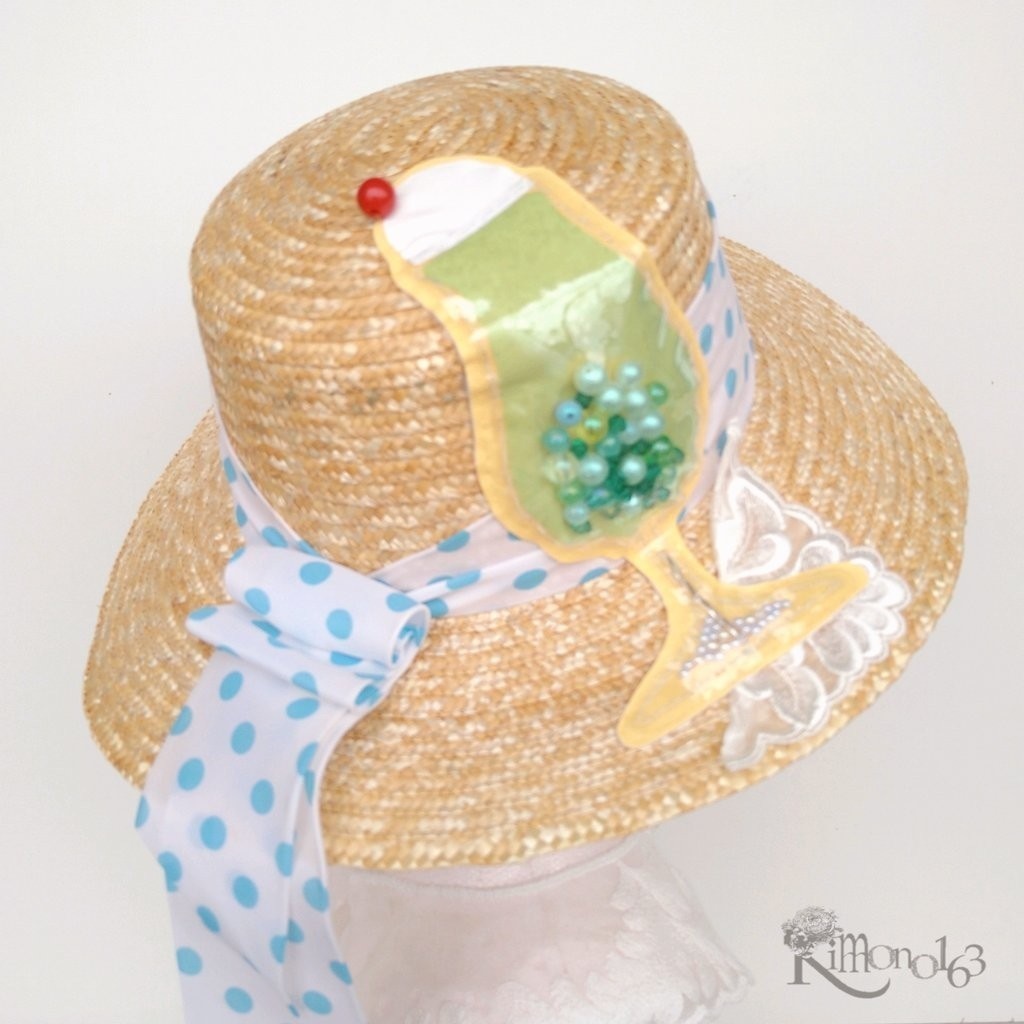 【sold out】コラージュカンカン帽「レトロクリームソーダ」
