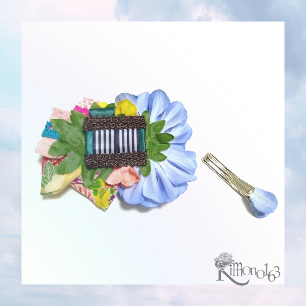 【sold out】黄色い蝶々が美しい♪アンティーク着物のフリルマム