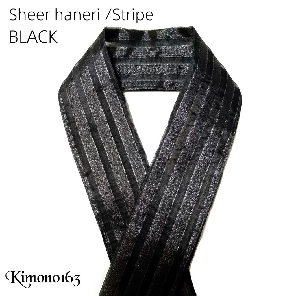 【半衿】シアー/ストライプ/金銀黒