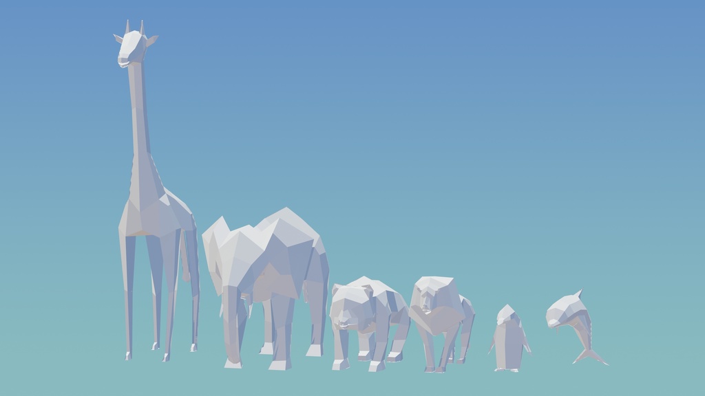 【無料】 動物・6種類 ライオン/キリン/ゾウ/パンダ/イルカ/ペンギン