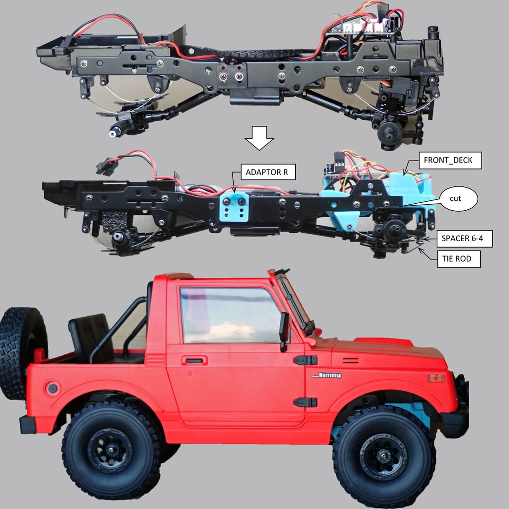 【STL】WPL 1/10 jimny車高を市販車に改造する3Dプリントデータ