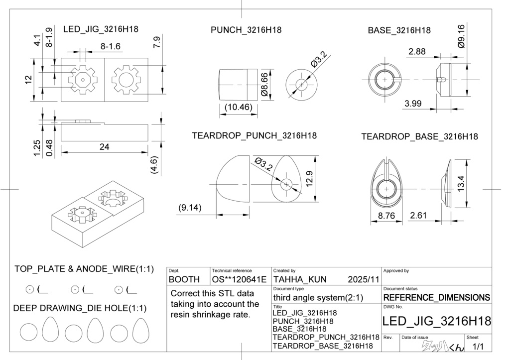 【STL】回転灯作成用LED固定治具の3Dプリントデータ