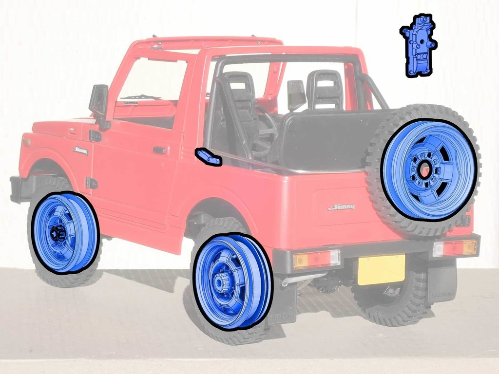 【STL】WPL 1/10 C74-1 jimny ホイール3Dプリントデータ