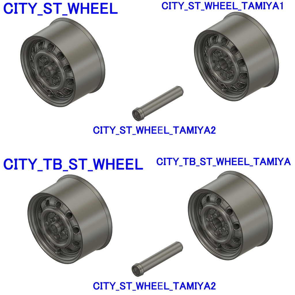 【STL】1/24 ホンダCITY 鉄ホイールとタイヤの3Dプリントデータ